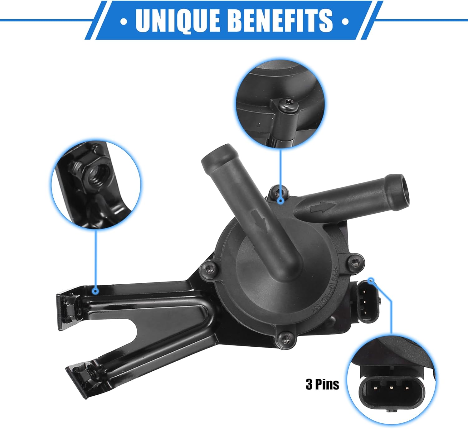 Inversor de enfriamiento de la bomba de agua del motor auxiliar del coche compatible para BMW 550i M5 M6 X5, plástico duradero negro