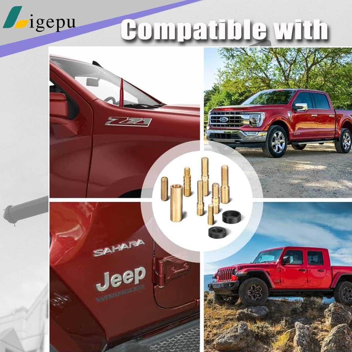 Antena de coche compatible con Jeep Wrangler JK y JL Gladiator y Ford F150 y Dodge RAM – Antena de repuesto para auto, camión, SUV, antena 50 Cal