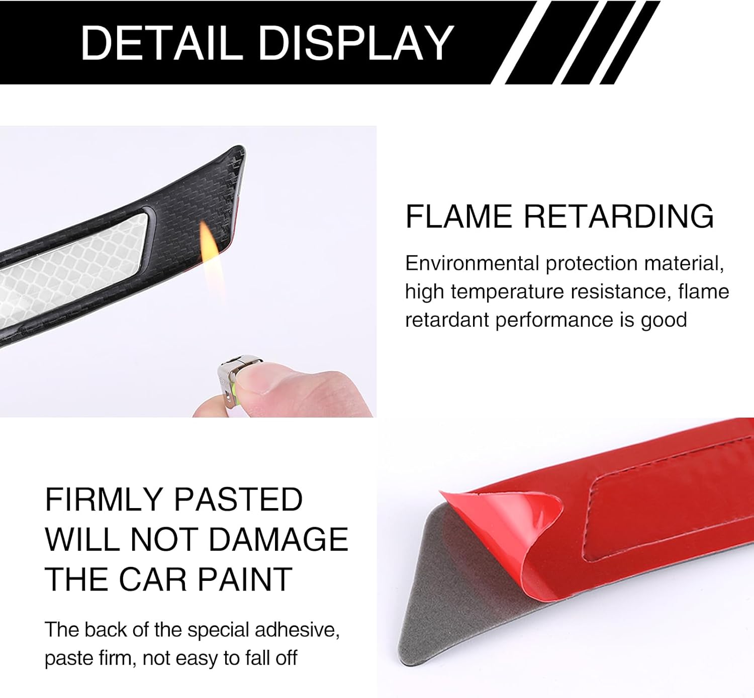 6 calcomanías reflectantes para ruedas de automóvil, fibra de carbono, antiarañazos, decoración nocturna antiarañazos, tiras reflectantes de