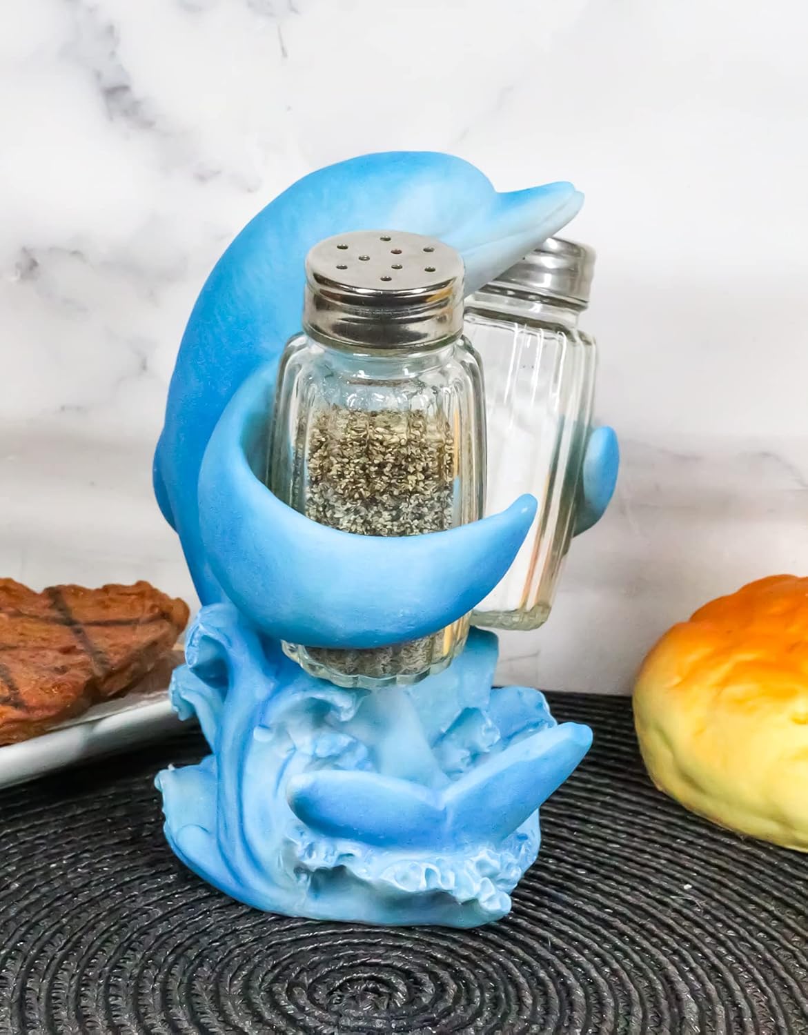 Ebros Gift Náutico Ocean Marina Dolphin Rising Above Sea Waves Hugging Salt and Pepper Shakers Holder Figurine Stand For Coastal Beach Marine