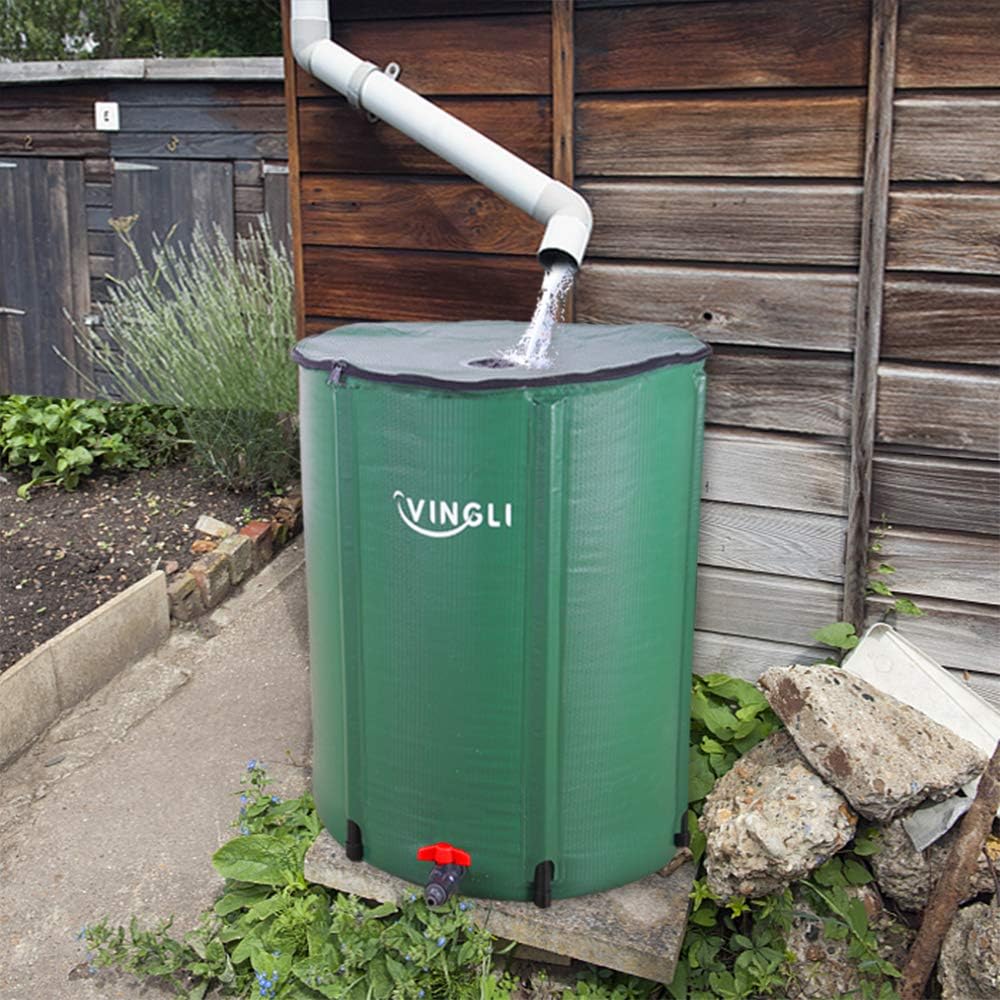 VINGLI – Barril de lluvia plegable de 66 galones, tanque portátil de almacenamiento de agua, sistema de recogida de agua de lluvia, contenedor de