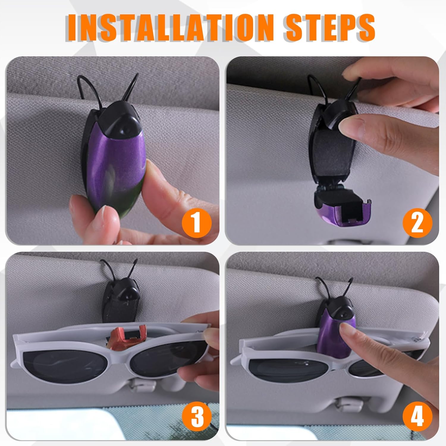 2 soportes para lentes de sol de automóvil, clip para colgar anteojos para visera solar de automóvil, clip para tarjetas de boletos, accesorios