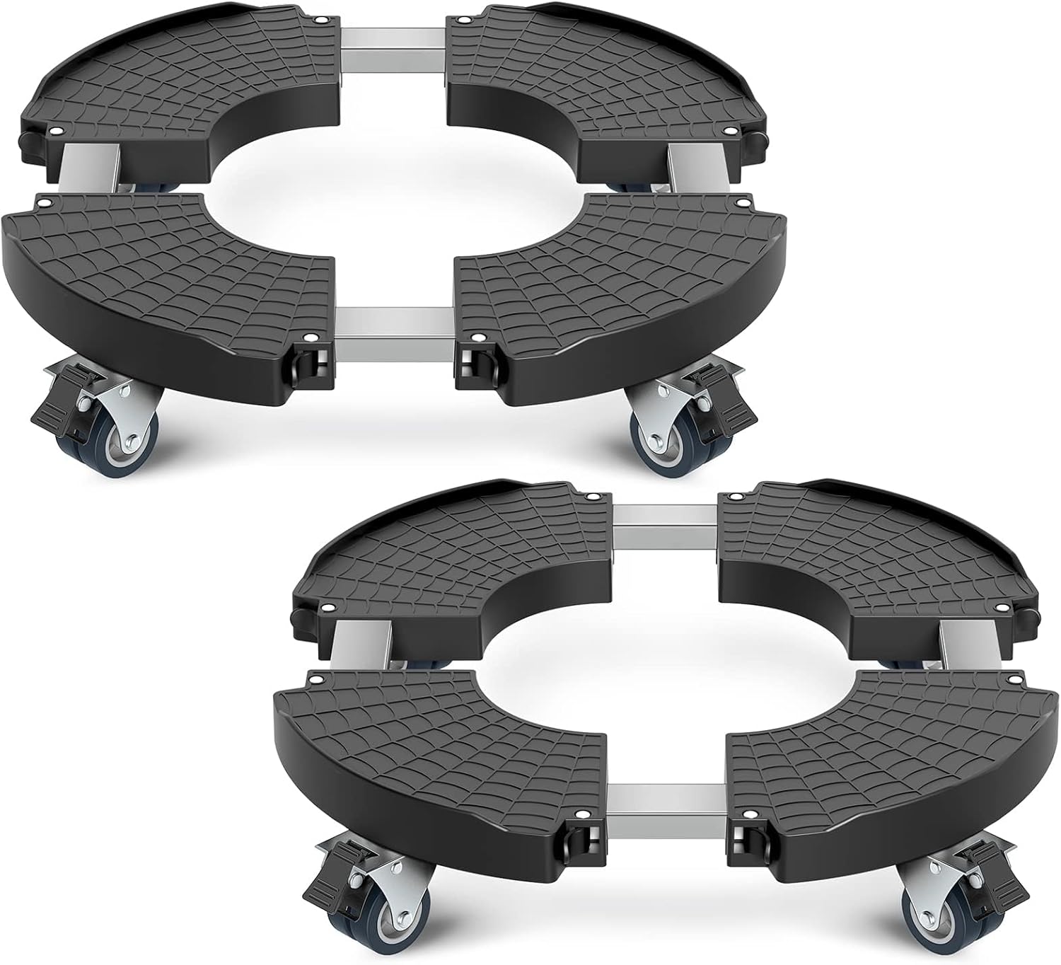 Organizador para plantas con ruedas, paquete de 2 soportes ajustables de 15 a 21 pulgadas con ruedas, soporte de planta rodante resistente para