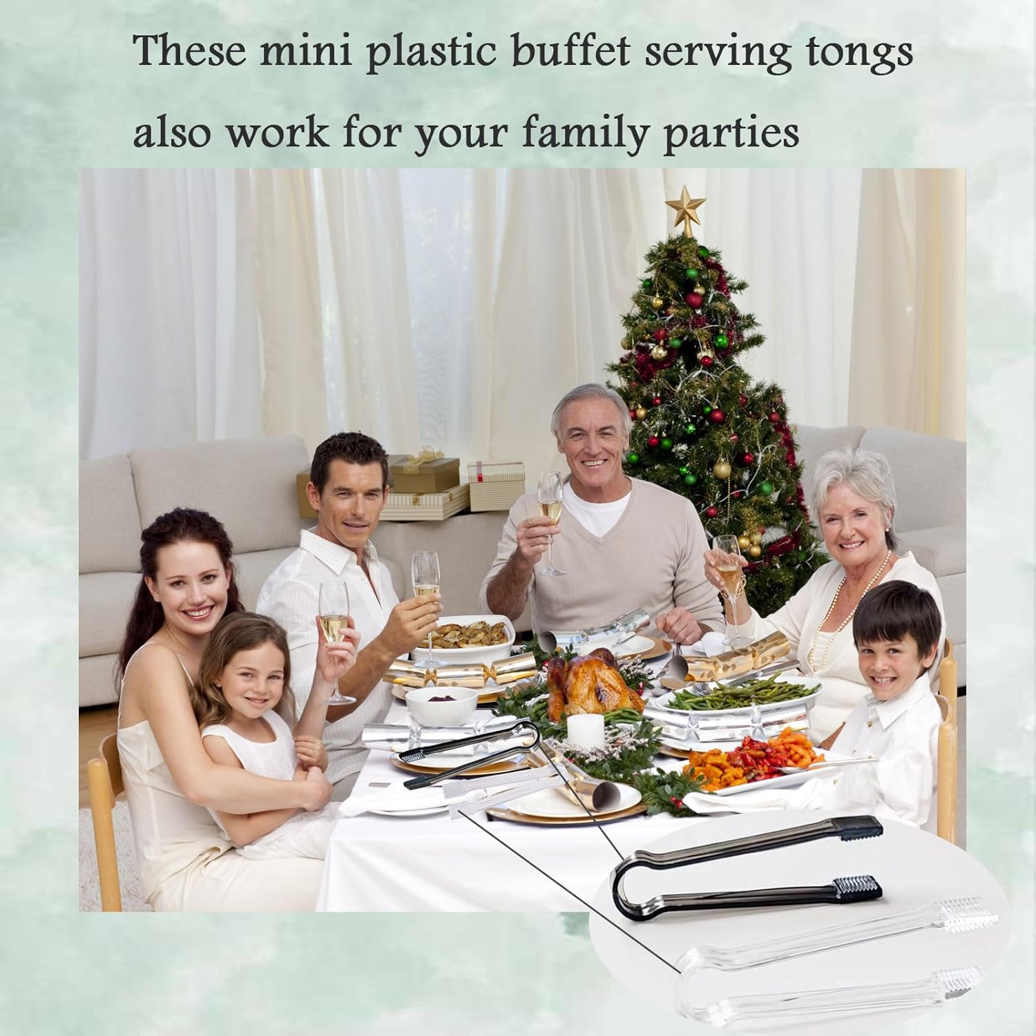6 Pack Plastic Kitchen Tongs, 6.3 Inch Mini Clear Serving Tongs for Buffet Barbecue Ice Salad and Cookies (Clear)