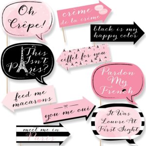 Big Dot of Happiness Funny Paris, Ooh La La – Kit de accesorios para cabina de fotos con temática de París, 10 piezas Big Dot of Happiness Funny Paris, Ooh La La – Kit de accesorios para cabina de fotos con temática de París, 10 piezas