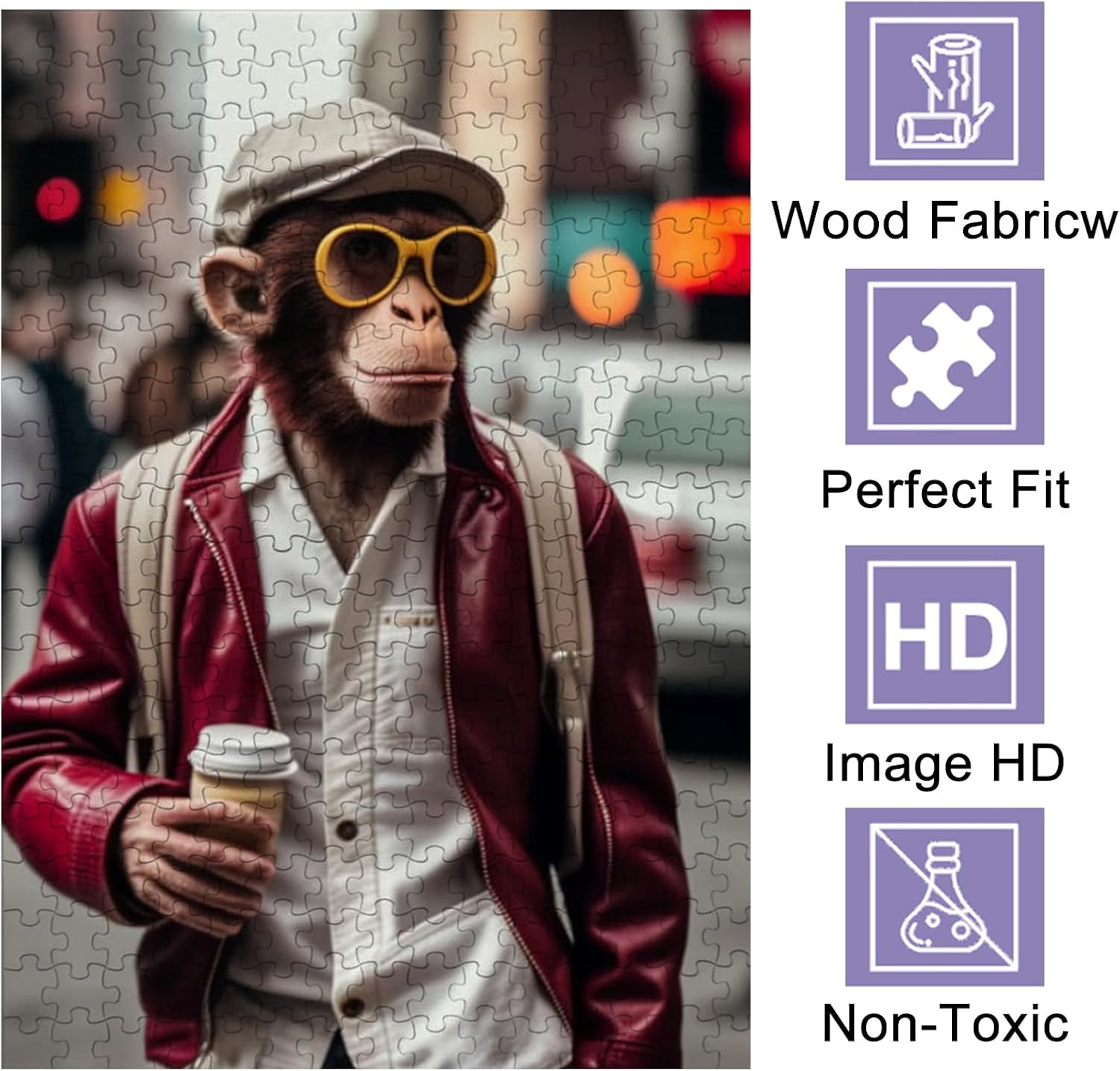 Street Monkey – Rompecabezas de 500 piezas para adultos, rompecabezas educativo intelectual, juego divertido para hombres, mujeres y niños, 15.2 x