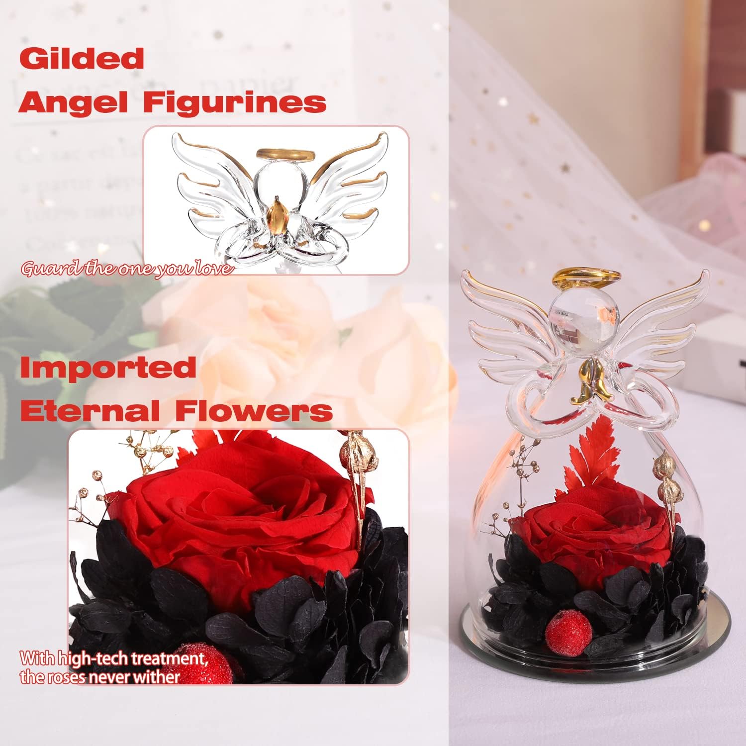 Regalos para el día de San Valentín, rosa de ángel preservada, regalos del día de San Valentín para ella, regalos para mamá de hija, regalos para el