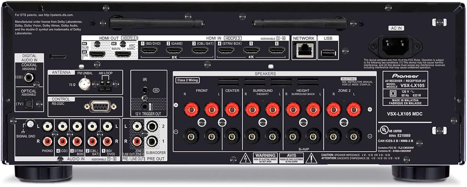 Pioneer Elite VSX-LX105 Receptor AV de red de 7.2 canales