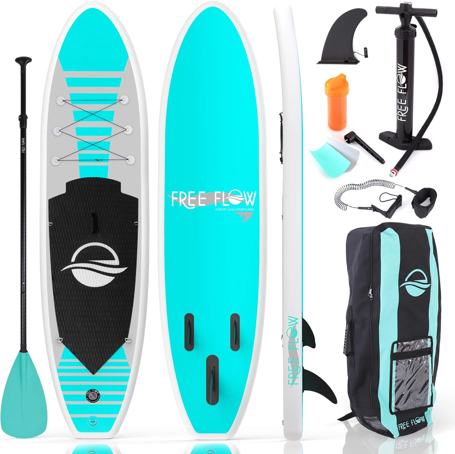SereneLife Tabla de remo inflable (6 pulgadas de grosor) con accesorios de SUP premium y bolsa de transporte  Posición amplia, aleta inferior para