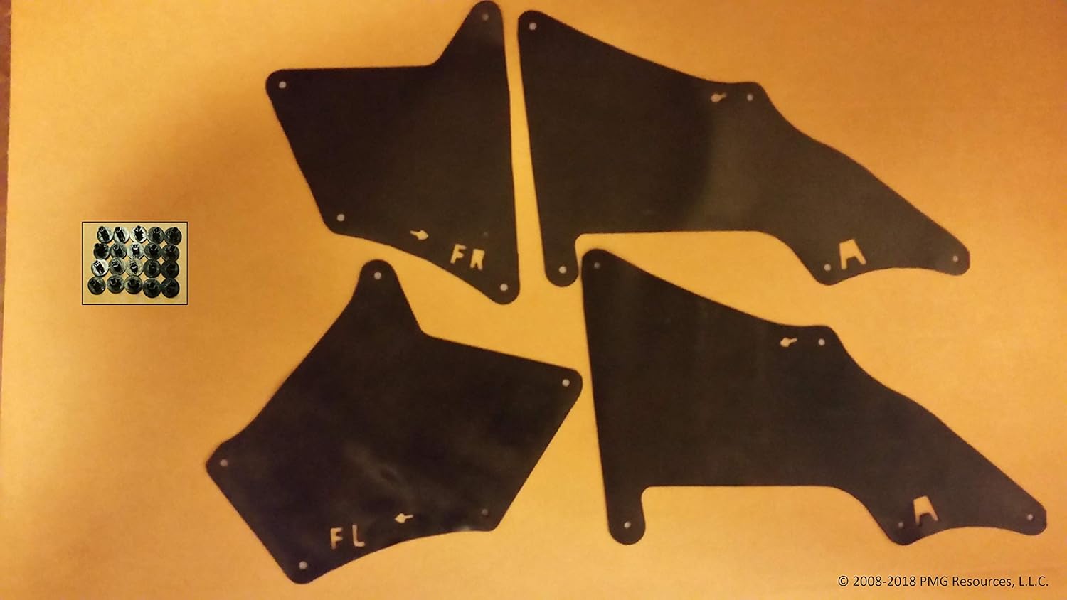 Yota Liners Juego de cuatro protectores contra salpicaduras con clips para 4Runner 2010-2020 (forro de guardabarros, delantal, escudo, protector