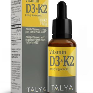 TALYA Suplemento dietético de vitamina D3 y K2 0.34 fl. oz  Apoya la salud inmunológica, ósea, dientes y musculares  Apoya la salud de la función TALYA Suplemento dietético de vitamina D3 y K2 0.34 fl. oz  Apoya la salud inmunológica, ósea, dientes y musculares  Apoya la salud de la función