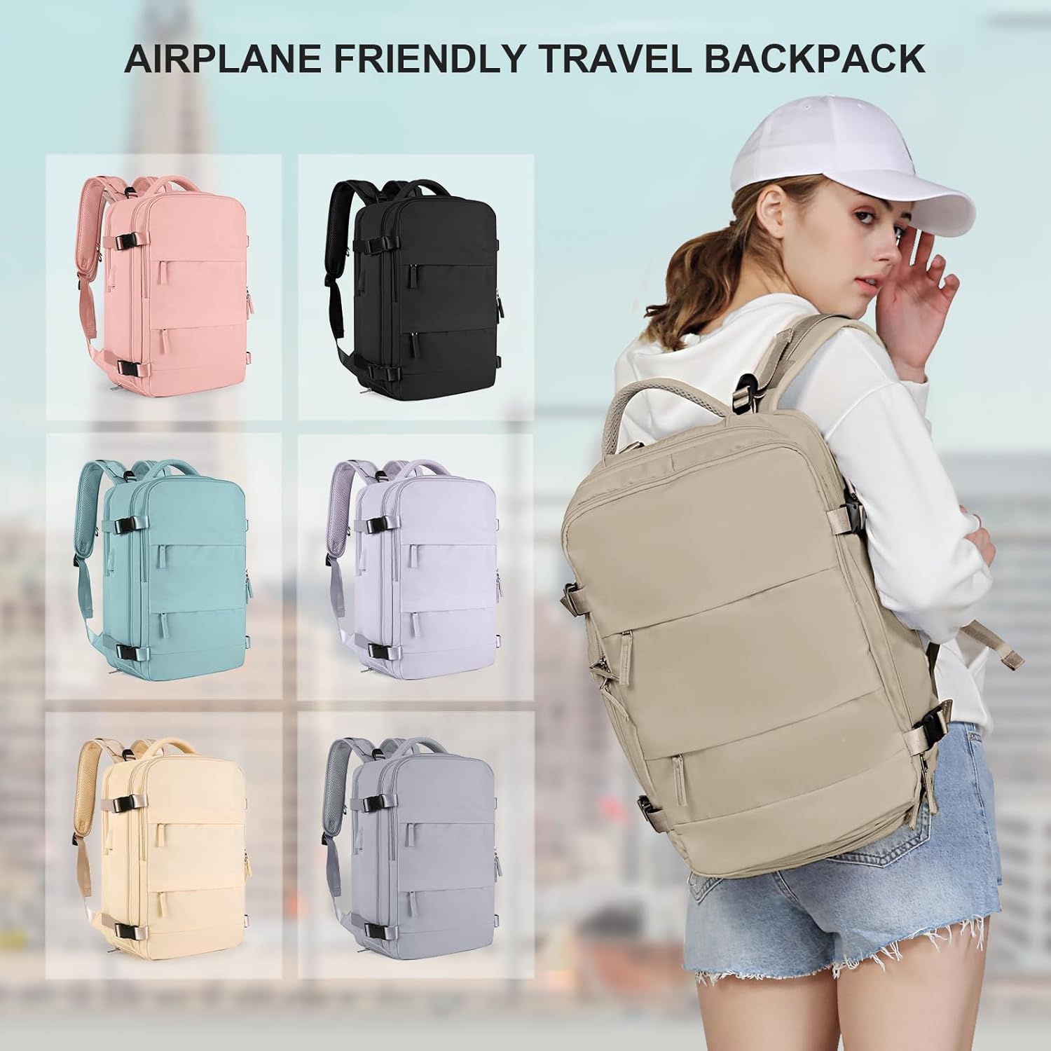 coowoz Mochila de viaje grande para mujeres y hombres,Mochila de transporte,Mochila de senderismo impermeable para deportes al aire libre, Caqui,