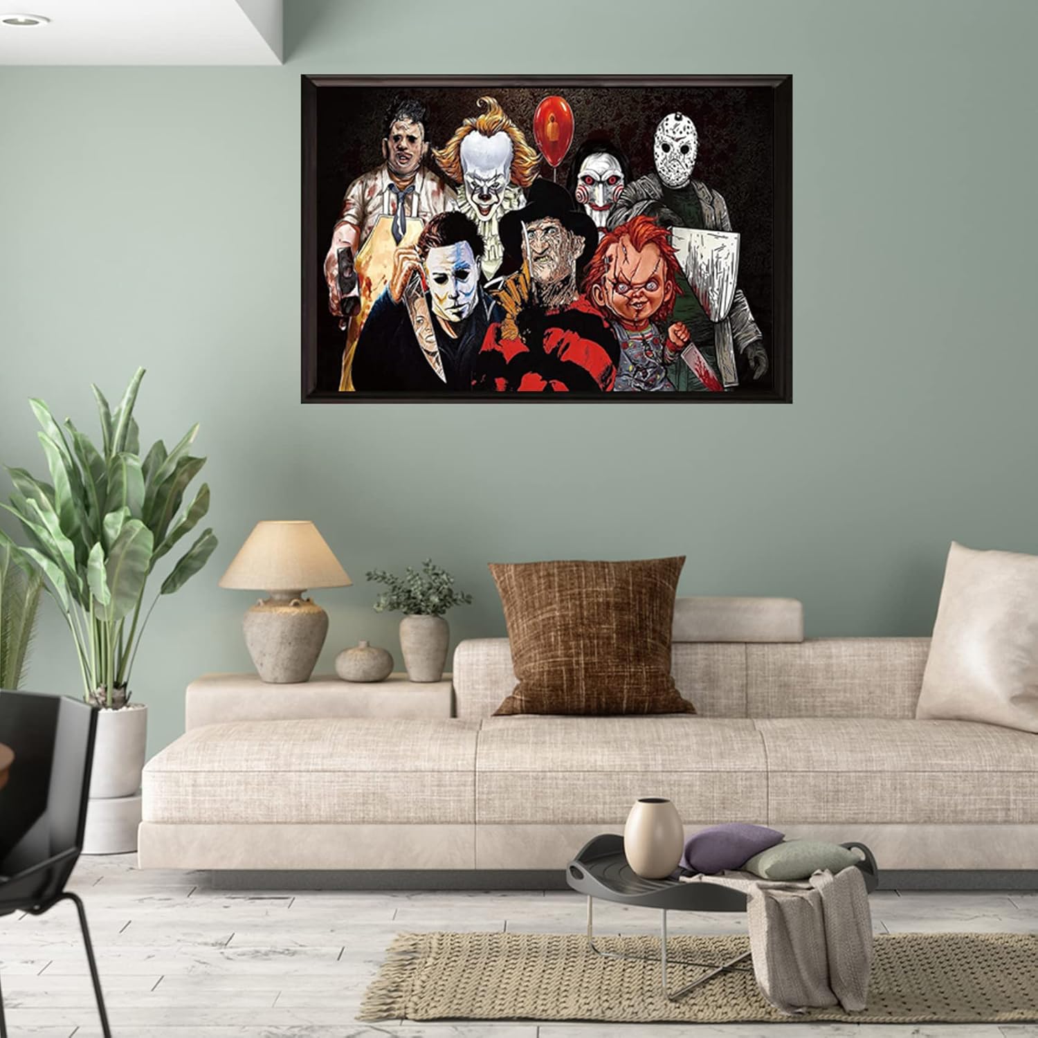 Pintura de terror grande por números para adultos, kits de pintura acrílica de Halloween para adultos por números sobre lienzo, 16 x 24 pulgadas,