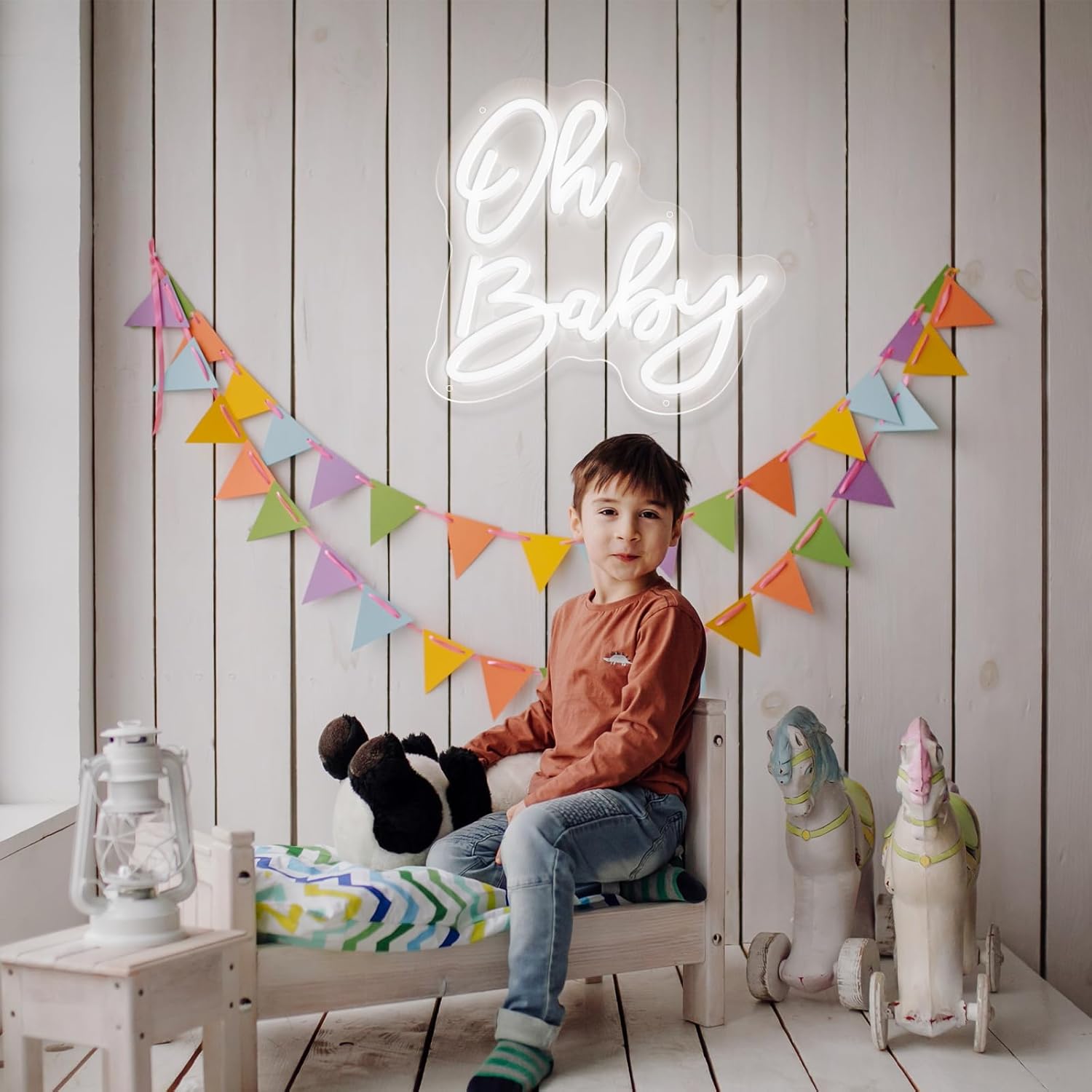 Oh Baby – Letreros de neón para decoración de pared, luz de neón blanca fría para decoración de baby shower, fiesta de cumpleaños, decoración de
