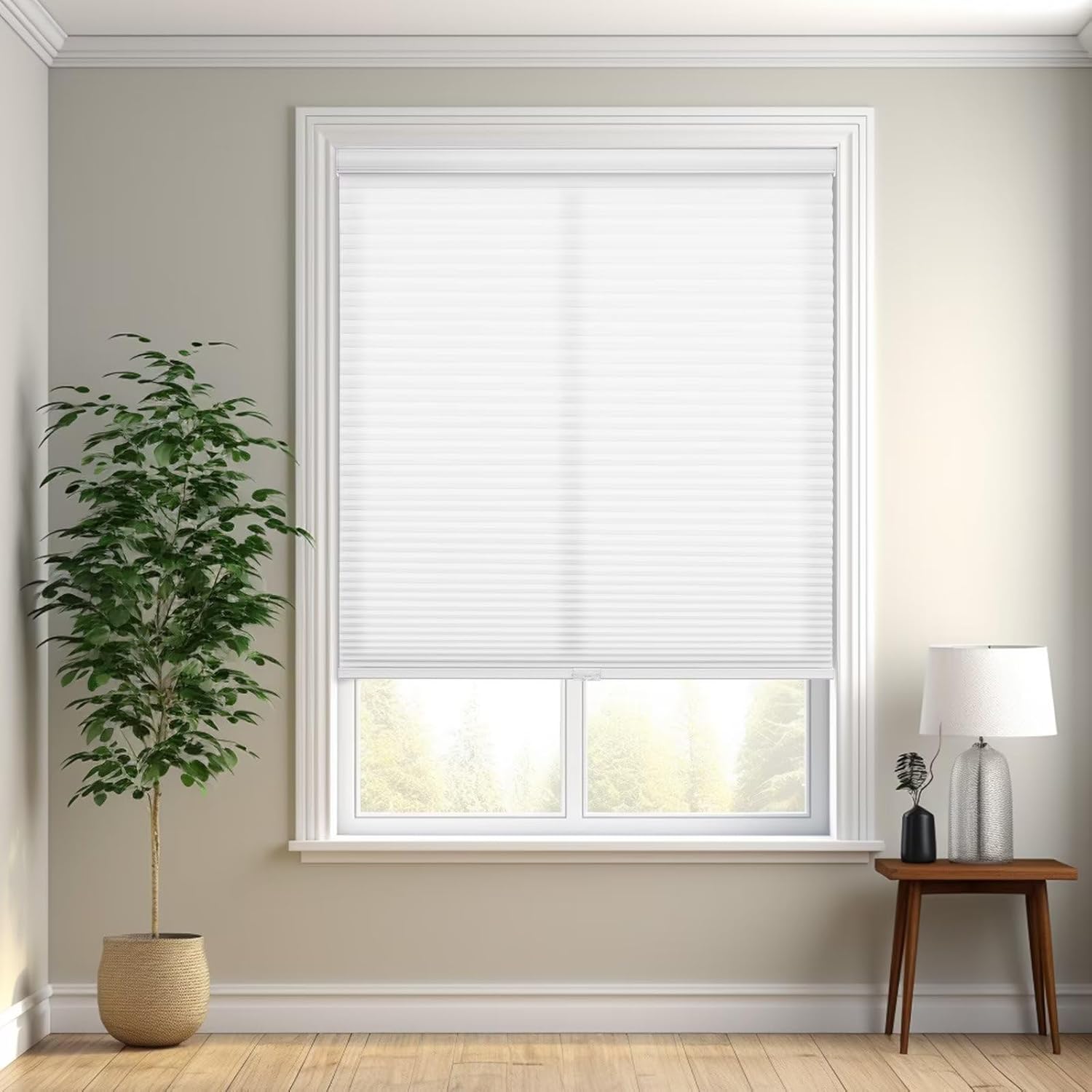 Changshade Persiana celular personalizada inalámbrica y filtrante de luz, pantalla plisada de poliéster con el diámetro de panales de 1.5 pulgadas,