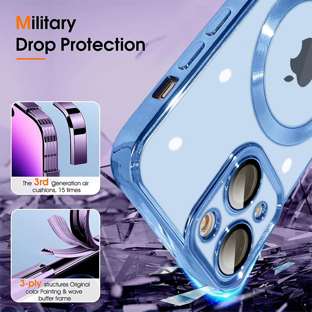 ZIYE Funda magnética para iPhone 15 compatible con MagSafe protección completa de la cámara, cubierta de lujo para mujeres y hombres, funda