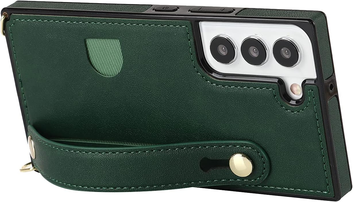 CCSmall Funda para Samsung Galaxy S22+ Plus (no S22) con soporte para ranura para tarjetas, correa de hombro ajustable extraíble con cordón cruzado