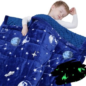 Bood Manta con peso de forro polar brillante de 3 libras para niños pequeños, manta con peso que brilla en la oscuridad, manta con peso de 3 libras, Bood Manta con peso de forro polar brillante de 3 libras para niños pequeños, manta con peso que brilla en la oscuridad, manta con peso de 3 libras,