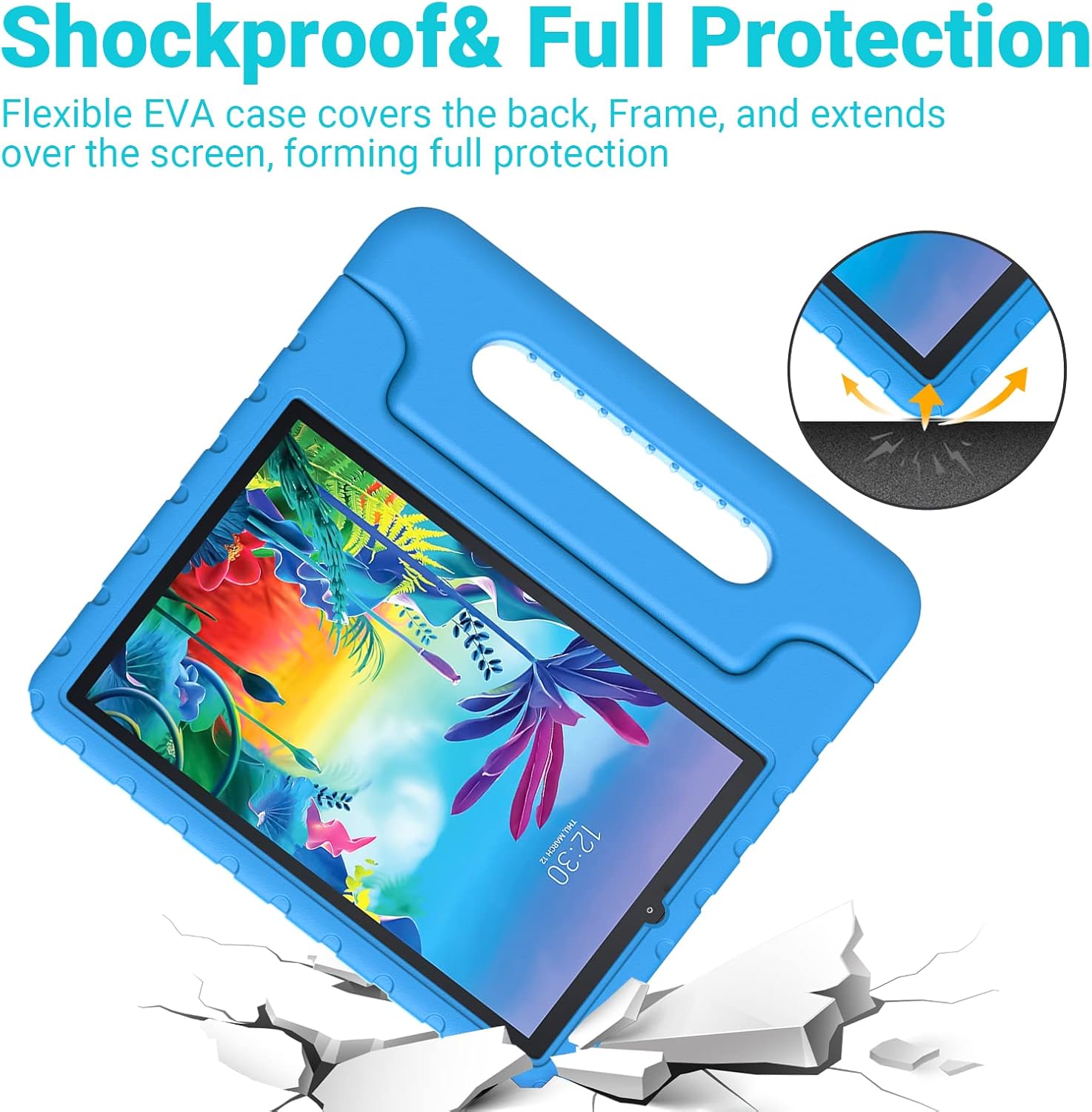Thoreta Funda para LG G Pad 5 10.1, a prueba de golpes, ligera, convertible, soporte con mango convertible, a prueba de niños, compatible con LG G