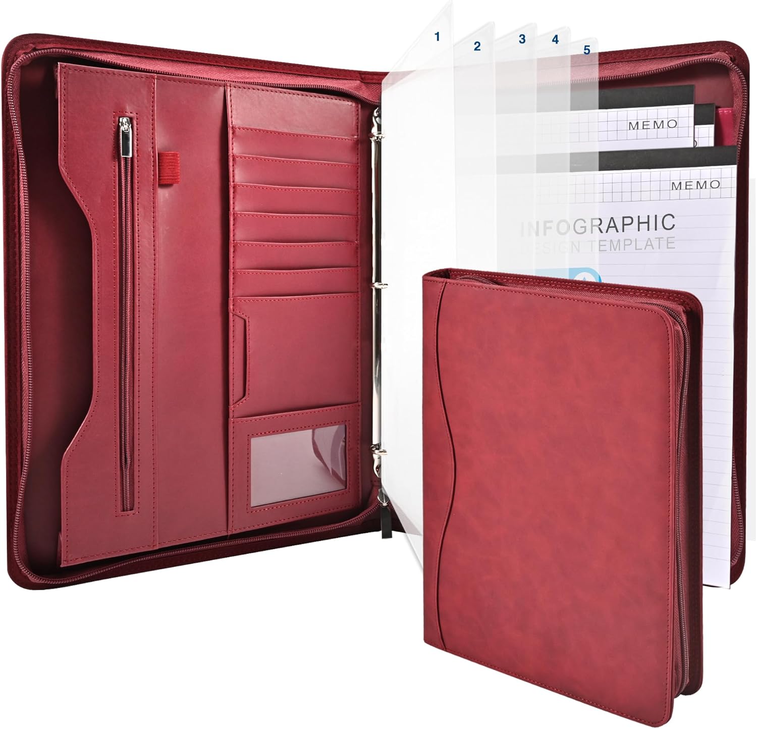 Padfolio – Carpeta organizadora con cremallera, para mujeres y hombres, con funda para documentos, portapapeles tamaño carta A4, tarjeteros