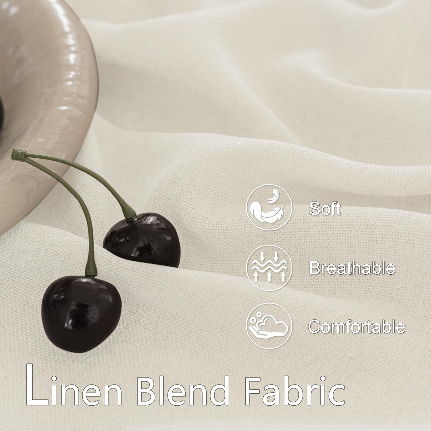 MAIHER Cortinas semitraslúcidas con textura de lino natural de 84 pulgadas de largo para sala de estar, cortinas rurales con filtro de luz para