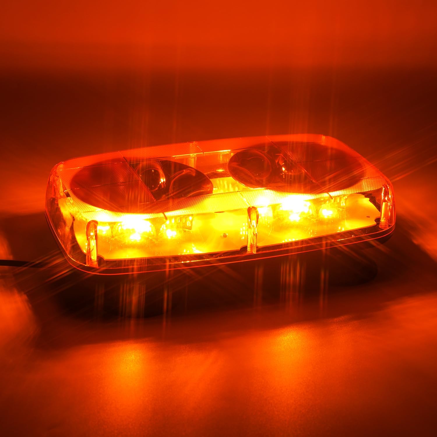 RONSTA Luces estroboscópicas LED de emergencia en el techo, 12V-24V ámbar 48 luces LED intermitentes de seguridad con magnético y cable recto de 16