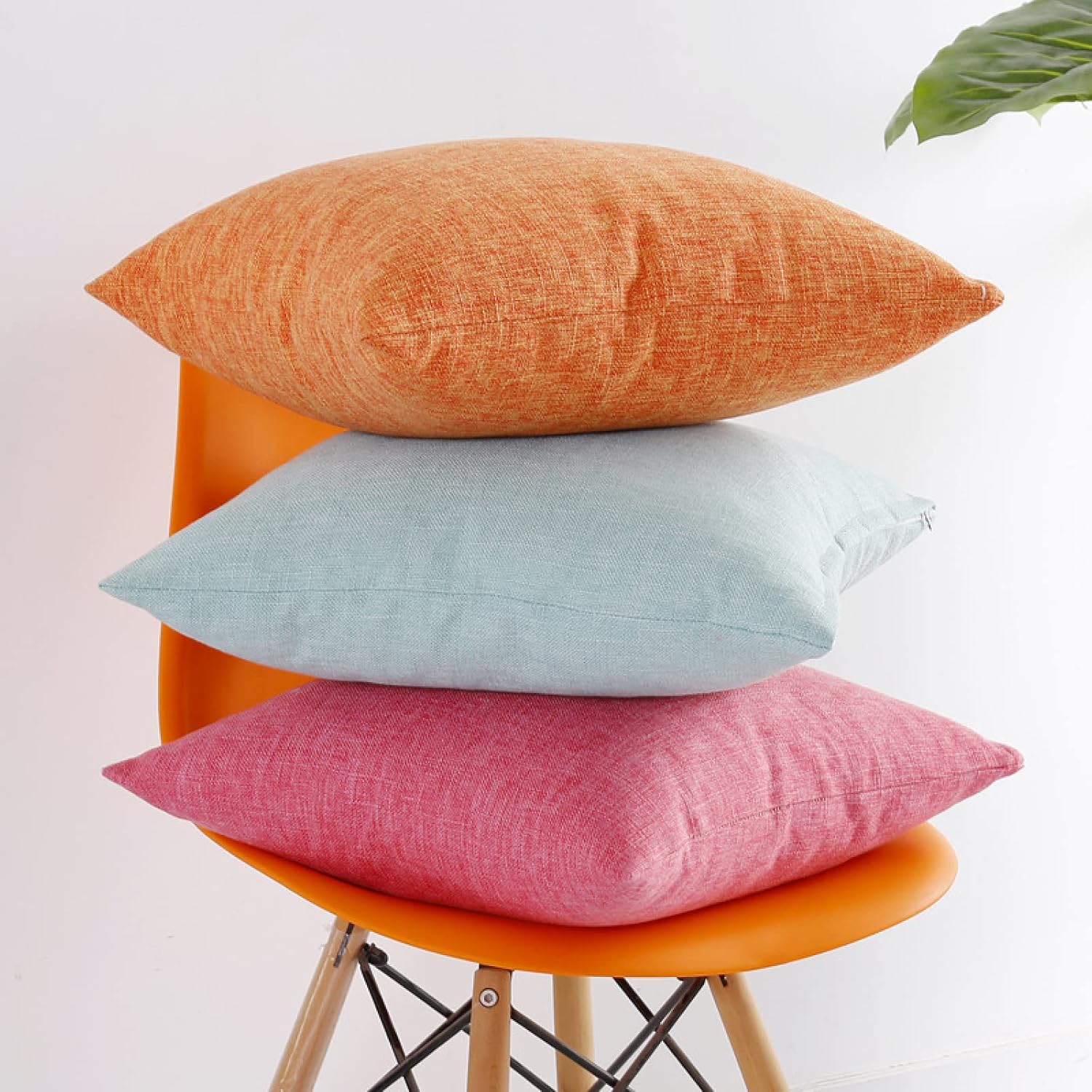 Juego de 2 fundas de almohada cuadradas decorativas de lino azul zafiro, para interiores y exteriores, funda de almohada para sofá de 18 x 18