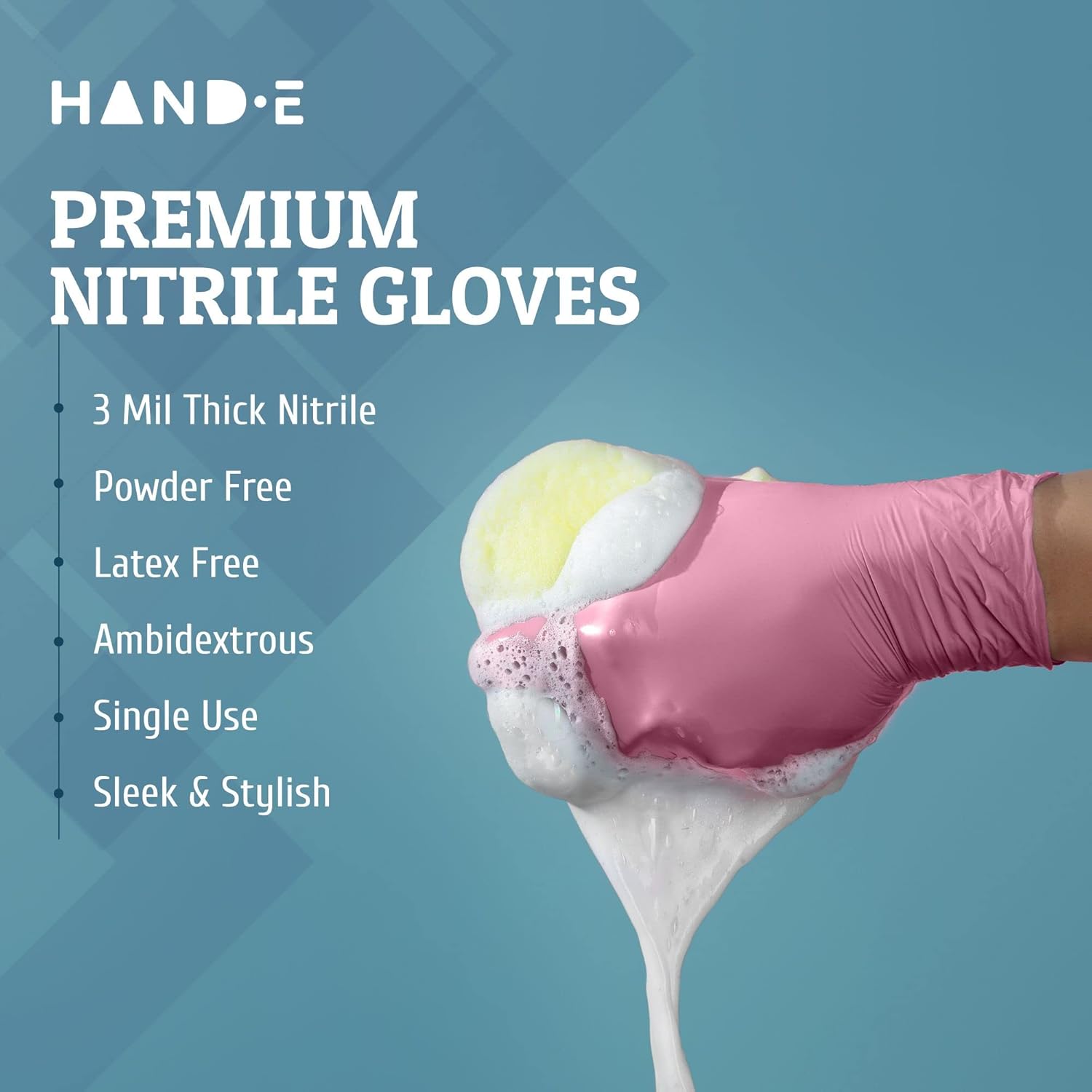 Hand-E Touch Guantes desechables de nitrilo rosa – Esteticista, tecnología de uñas, tinte para el cabello y estilista, guantes de limpieza