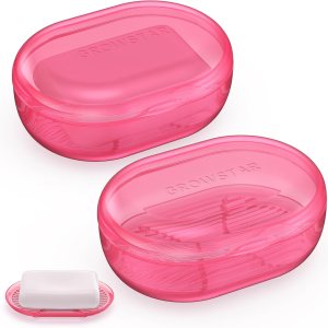 Paquete de 2 jaboneras, contenedor de jabón de viaje, jabonera portátil con tapa, jaboneras a prueba de fugas para barra de jabón con funda, soporte Paquete de 2 jaboneras, contenedor de jabón de viaje, jabonera portátil con tapa, jaboneras a prueba de fugas para barra de jabón con funda, soporte