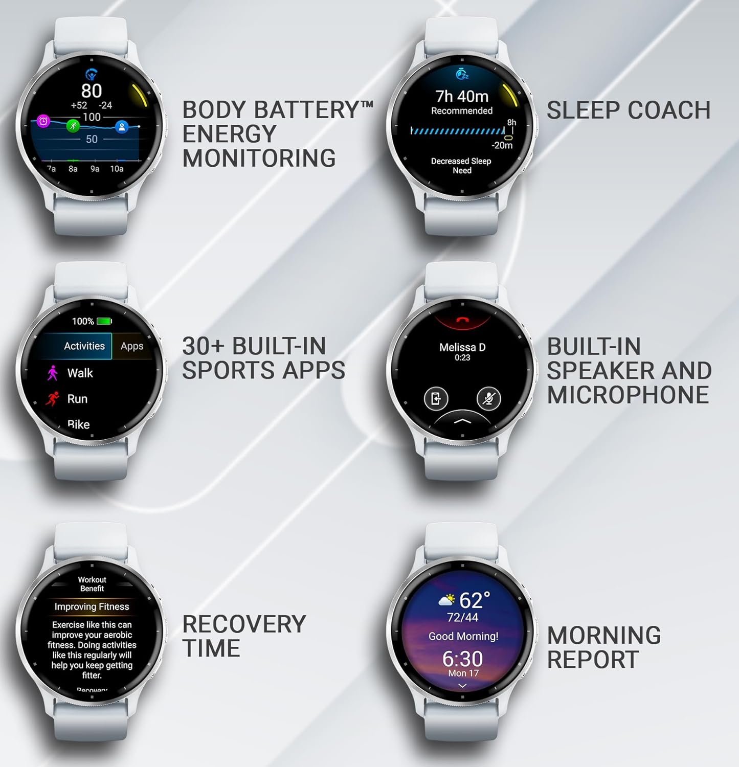 Wearable4U Garmin Venu 3 Reloj inteligente plateado de acero inoxidable de 1.772 in  AMOLED de 1.4 pulgadas de duración de la batería de hasta 14