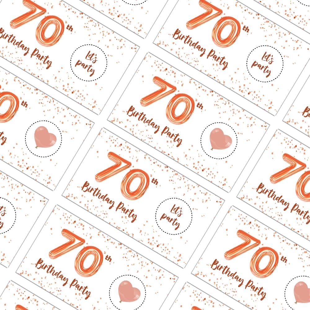 REWIDPARTY Tarjetas de juego para raspar para fiesta de 70 cumpleaños para adultos (32 unidades) entradas rosadas para raspar cumpleaños de 70