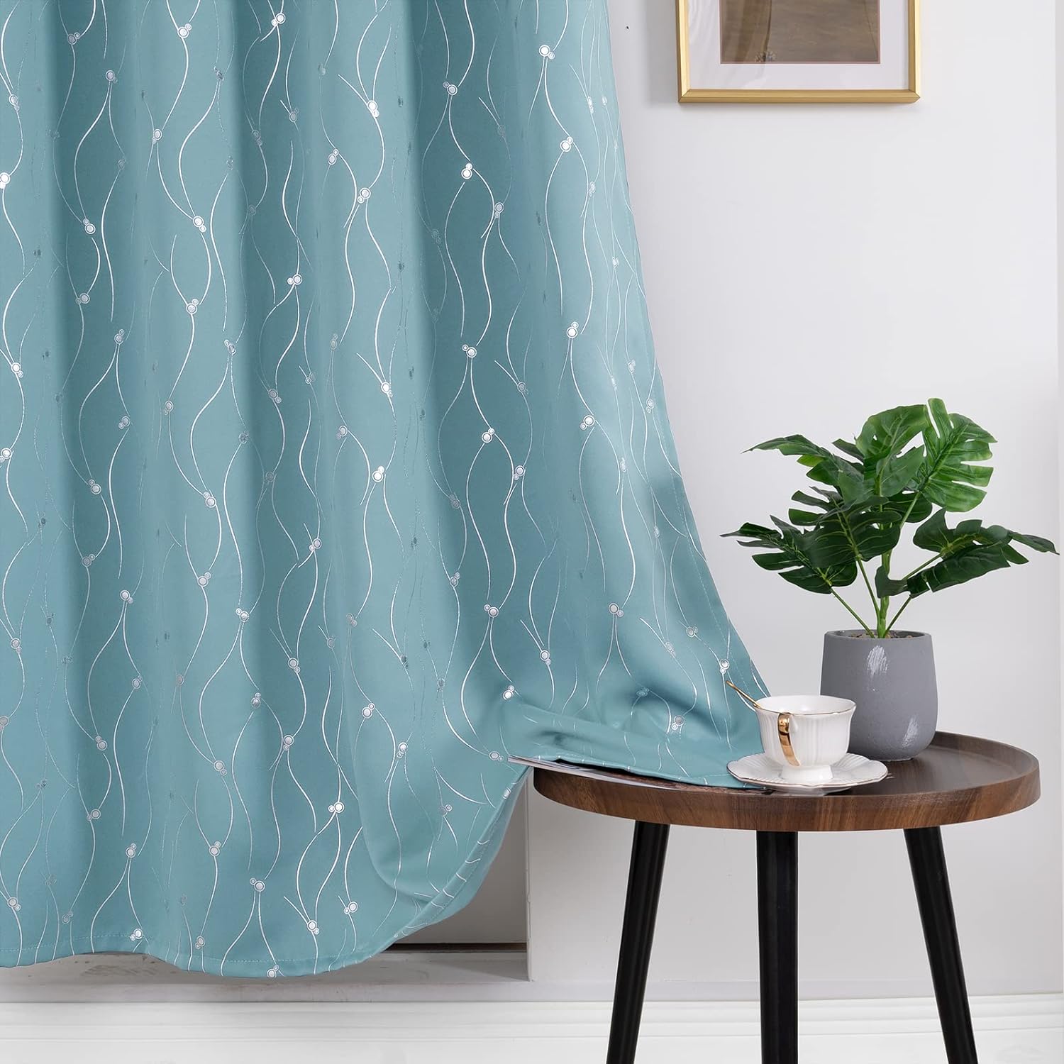 BGment Cortinas para oscurecer la habitación de 84 pulgadas de largo, cortinas opacas con aislamiento térmico con ojales y línea ondulada y puntos