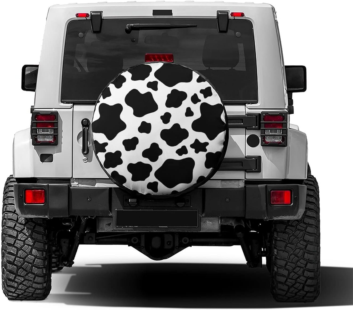 Foruidea Funda para neumático de repuesto con estampado de vaca blanca, a prueba de polvo, para remolque, RV, SUV y muchos vehículos, 18 pulgadas