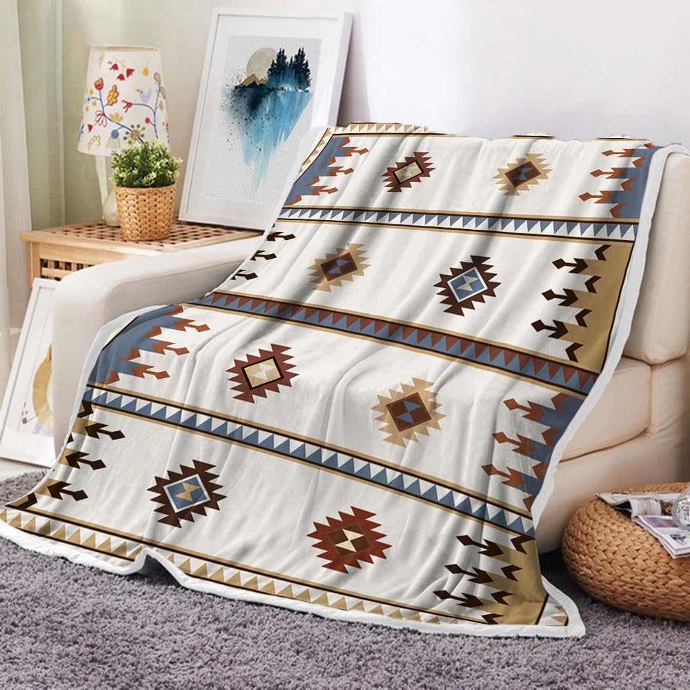 DYNH Aztec Throw Blanket, Native American Blanket Southwestern Boho Throw Flannel Blankets for Couch & Bed, Mexican Blankets and Throws for Couch