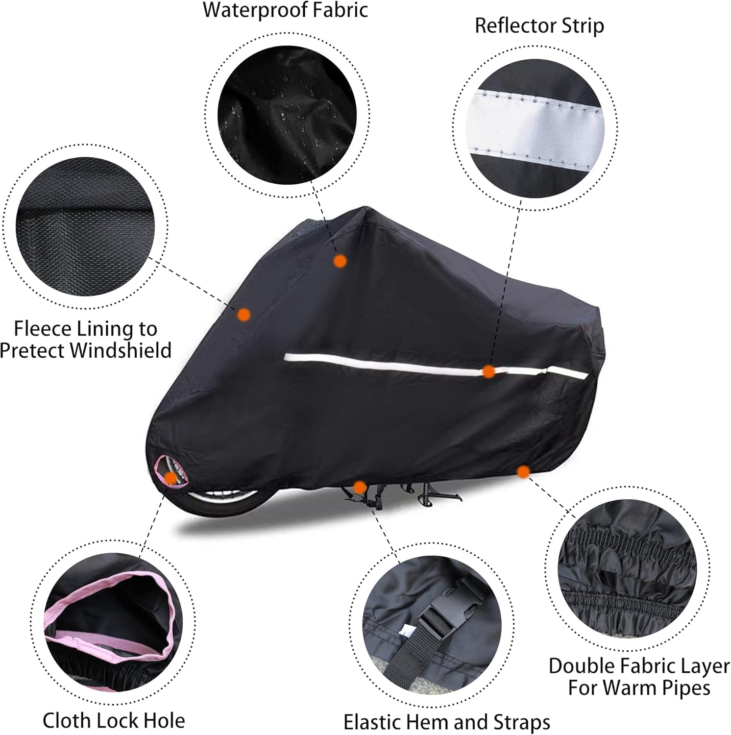 Funda grande para motocicleta, duradera para todas las estaciones, fundas impermeables para scooter con agujeros de bloqueo y bolsa de