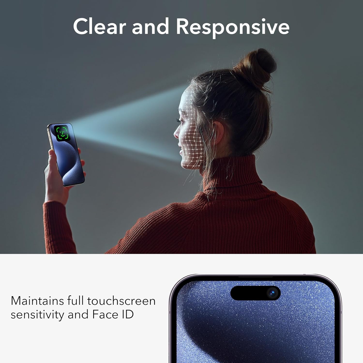 ESR Paquete de 3+2 protectores de pantalla de privacidad para iPhone 15 Pro, protector de pantalla de privacidad de vidrio templado antiespía,
