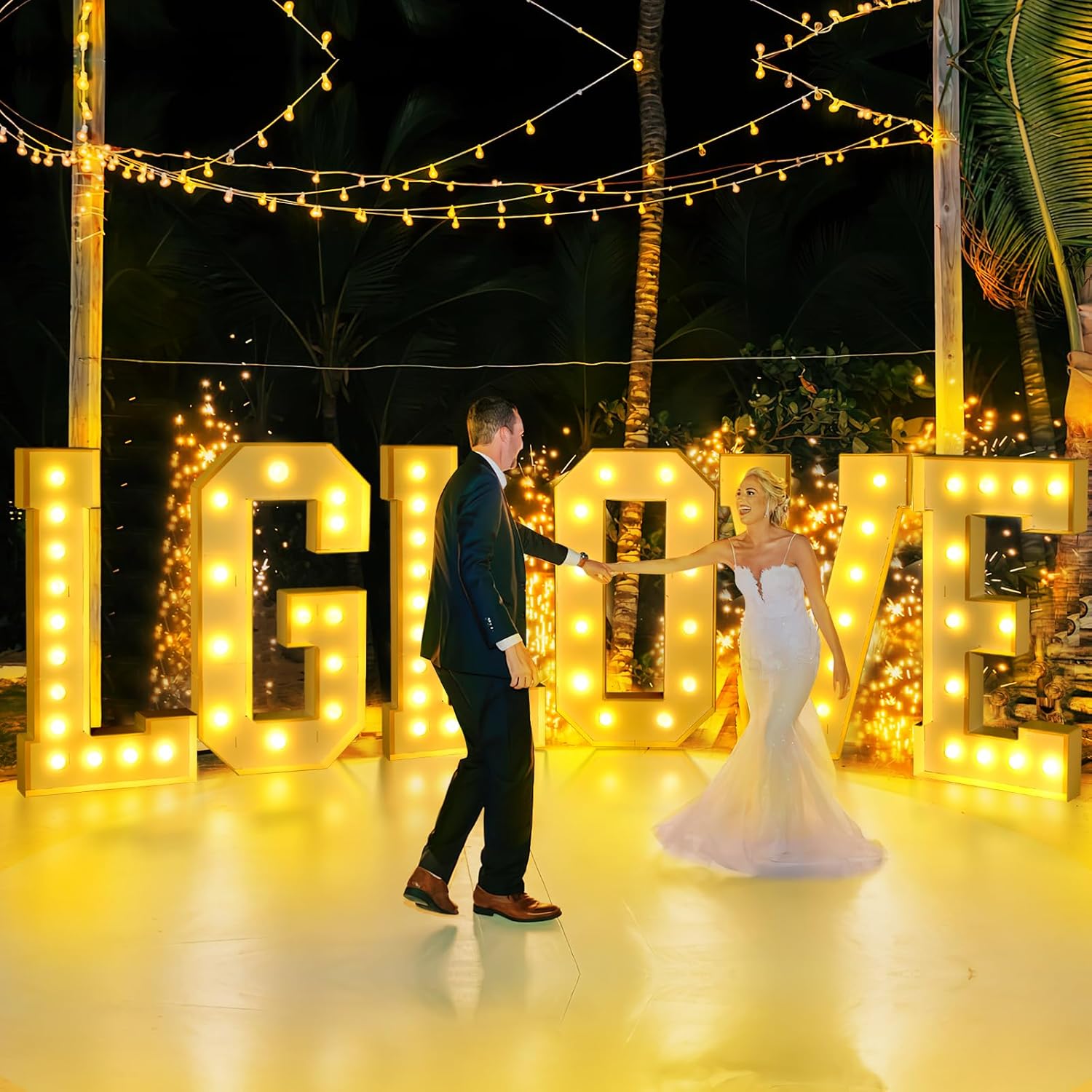 YBQZ Letras iluminadas de marquesina, letras de mosaico grandes de 4 pies para cumpleaños, baby shower, decoración de fiesta de graduación, letras