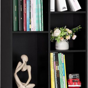 YAHARBO Small Black Narrow Bookshelf,3 Tier Modern Bookcase with Legs,Bookshelves Wood Storage Shelf,Rustic Book Shelves Cube Organizer,Display YAHARBO Small Black Narrow Bookshelf,3 Tier Modern Bookcase with Legs,Bookshelves Wood Storage Shelf,Rustic Book Shelves Cube Organizer,Display