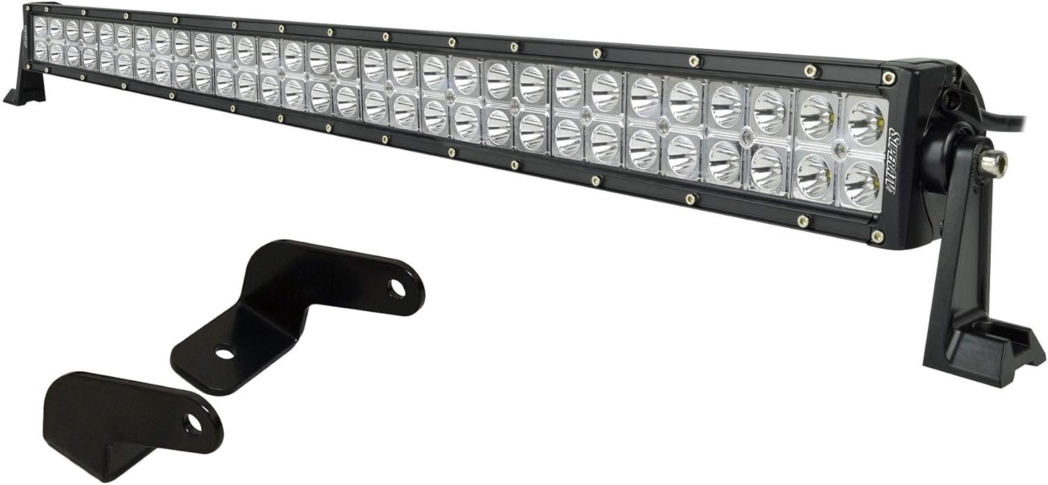 SuperATV – Barra de luz combinada LED recta de 30 pulgadas, incluye interruptor basculante y arnés de cableado, kit de soporte de perfil bajo