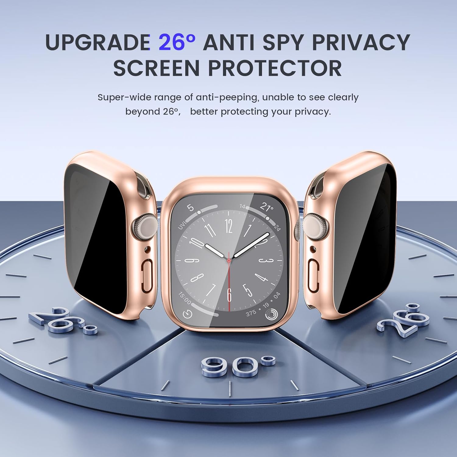 Goton Funda impermeable de privacidad 2 en 1 para Apple Watch Series 6, 5, 4, SESE 2, protector de pantalla de 1.732 pulgadas, cubierta frontal de