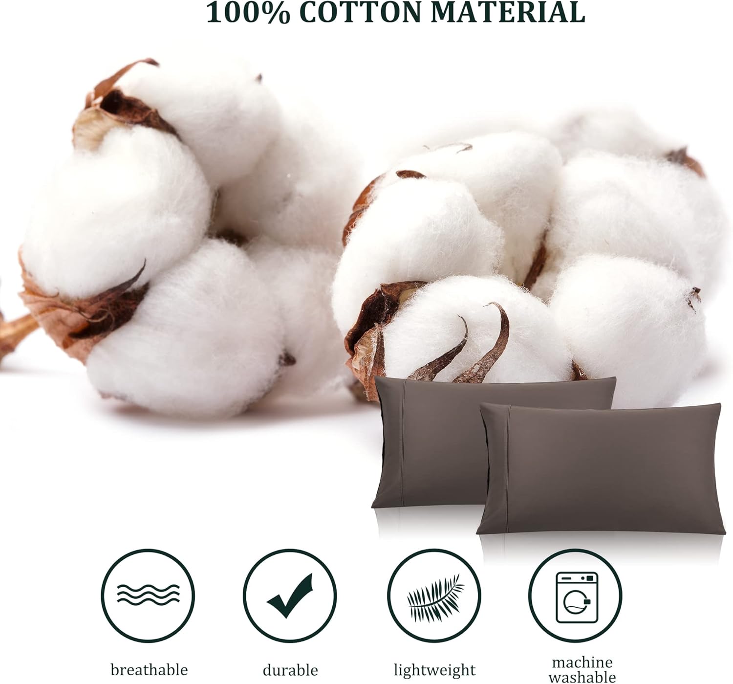 PiccoCasa Beaver – Juego de 2 fundas de almohada de tamaño estándar, súper suaves con cierre de cremallera, fundas de almohada 100% algodón para