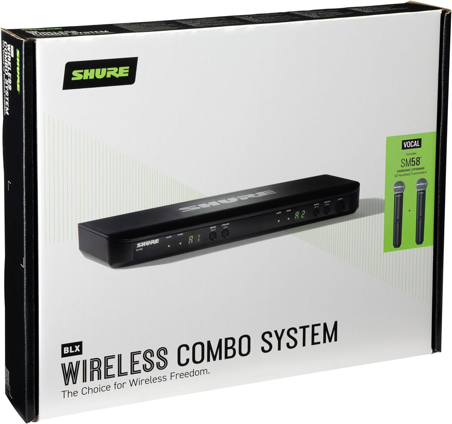 Shure – Sistema de micrófono inalámbrico UHF BLX288SM58, para iglesia, karaoke, duración de la batería de 14 horas, rango de 300 pies, (2)