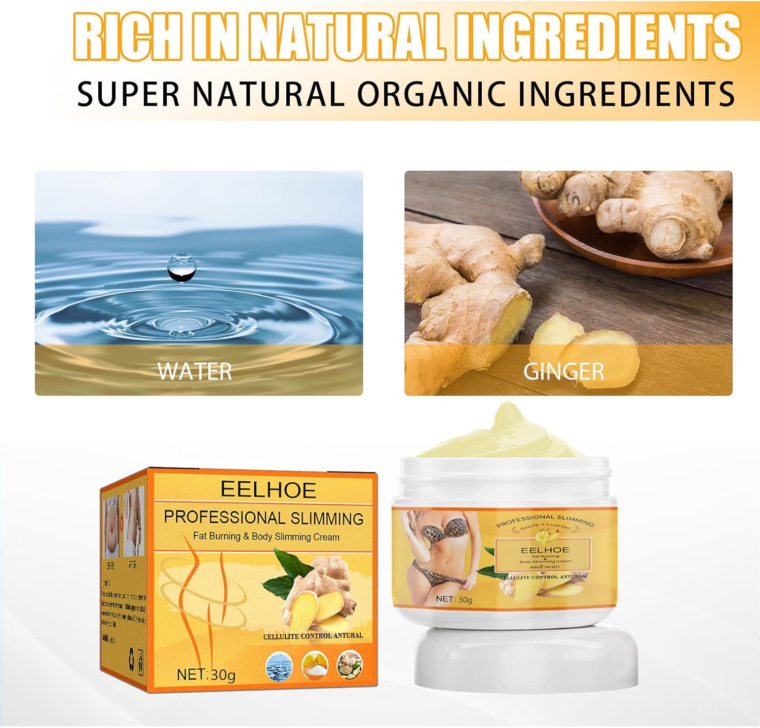 2 unidades de crema adelgazante anticelulítica, crema caliente, quemar grasa de jengibre, pérdida de peso, reafirmante de la piel, gel de masaje