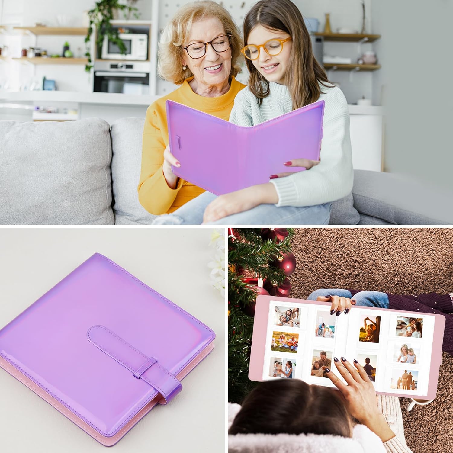Álbum de fotos de 360 bolsillos para cámara Fujifilm Instax Mini, álbum de fotos para Polaroid, cubierta de cuero, álbum de fotos para cámara