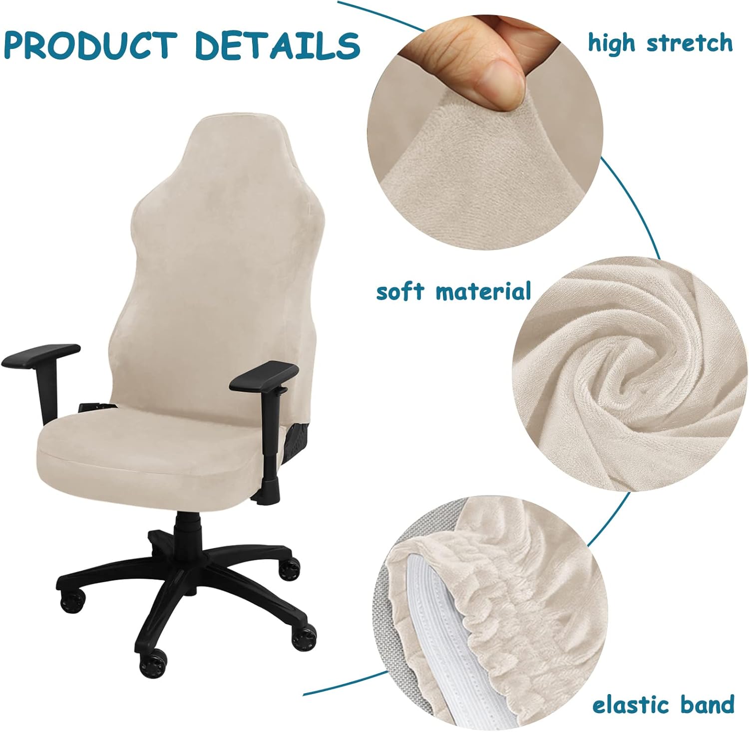 HAOYONG Funda para silla de videojuegos, de terciopelo, elástica, para silla de computadora, funda para silla de jefe, funda universal giratoria