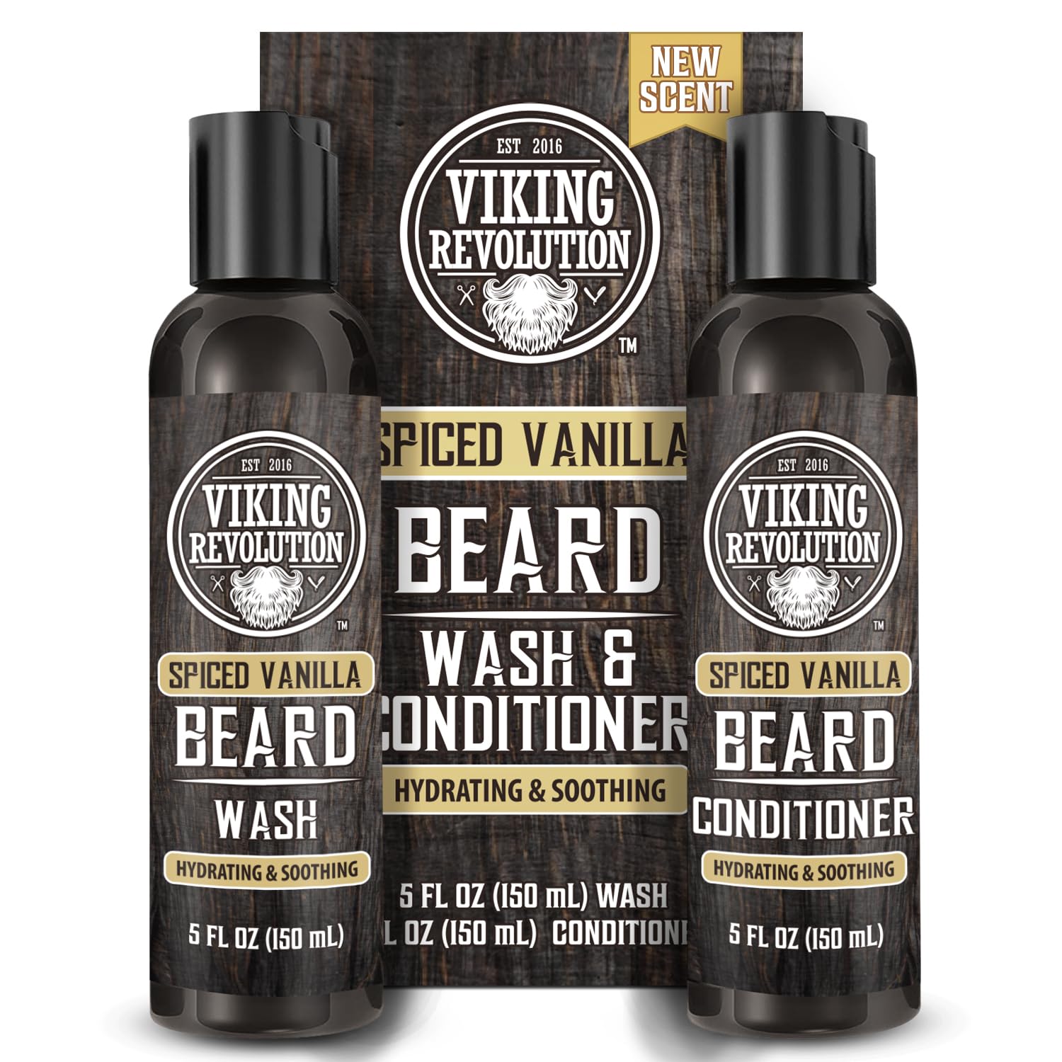 Viking Revolution Champú y acondicionador de barba para hombres con aceite de argán y aceite de jojoba, suavizante y fortalecedor para el cuidado de