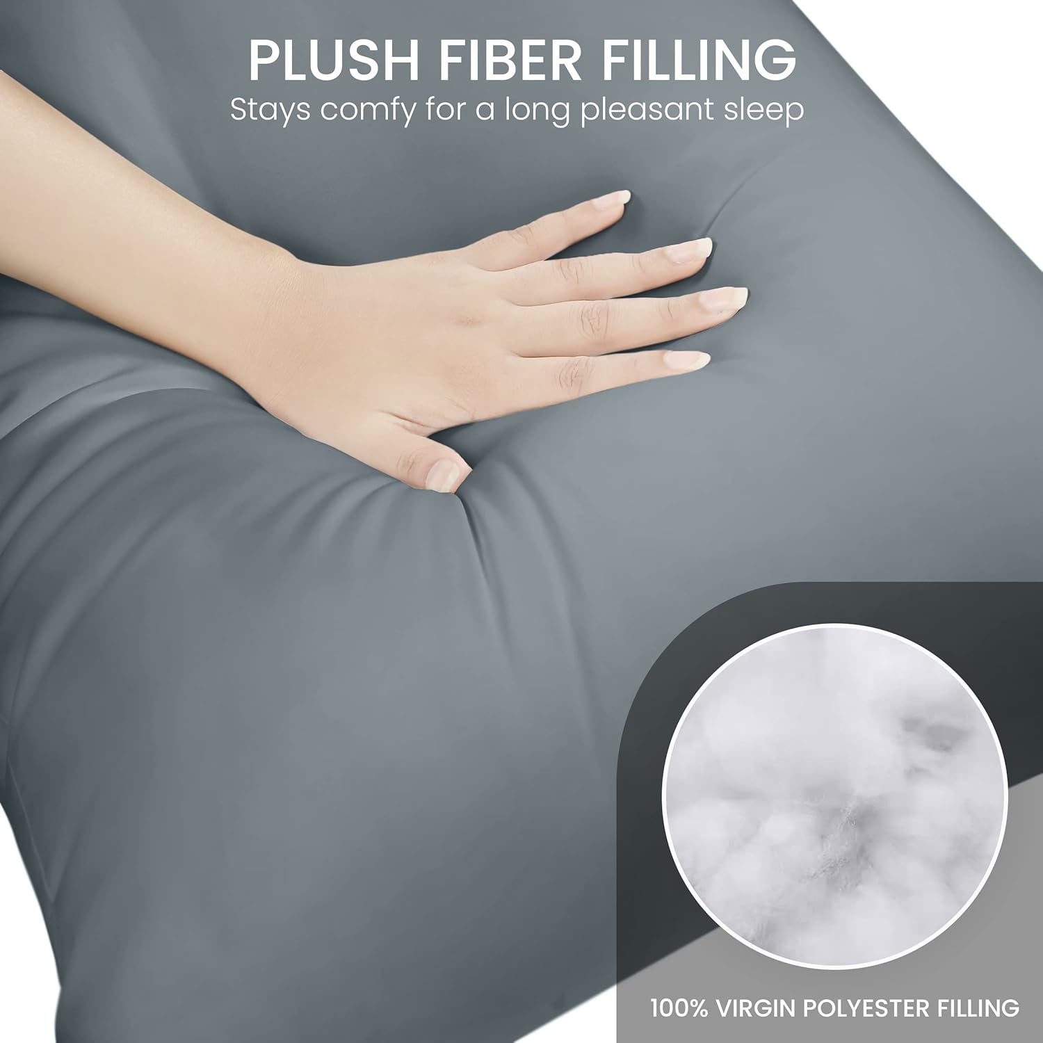 Utopia Bedding Almohada de cuerpo completo para adultos (gris, 20 x 54 pulgadas), almohada larga para dormir, relleno de almohada grande para dormir