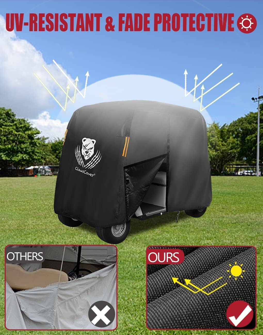246 Passenger Golf Cart Covers,Waterproof Outdoor Heavy Duty Fadeless All Weather 246-Seater Golfcart Cover Accessories Fits for EZGO,Club