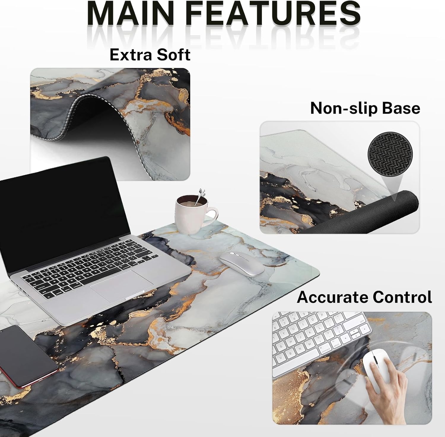 Juego de alfombrillas de mouse para teclado, alfombrilla de escritorio 4 en 1, reposamuñecas para teclado, reposamuñecas para mouse, juego de