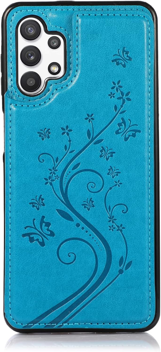 Funda de teléfono para Samsung Galaxy A32 5G de 6.5 pulgadas con protector de pantalla de vidrio templado, tarjeterotarjeterocartera, soporte para
